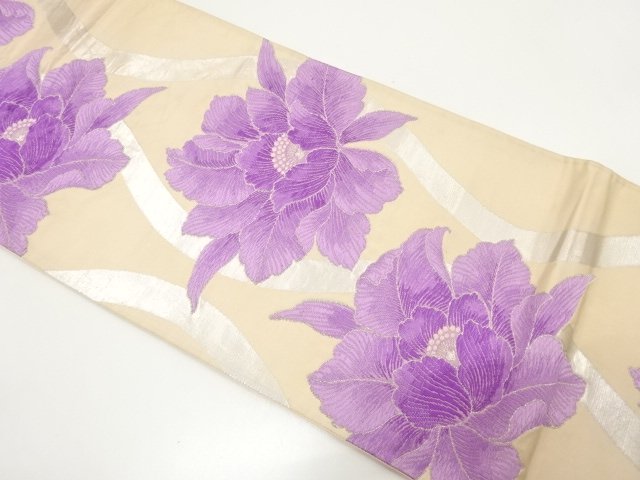 JAPANESE KIMONO / ANTIQUE FUKURO OBI / SILK / WOVEN FLOWER